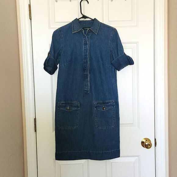 NWOT Lauren Ralph Lauren XS Jean Dress 100% Cotton - Picture 1 of 3